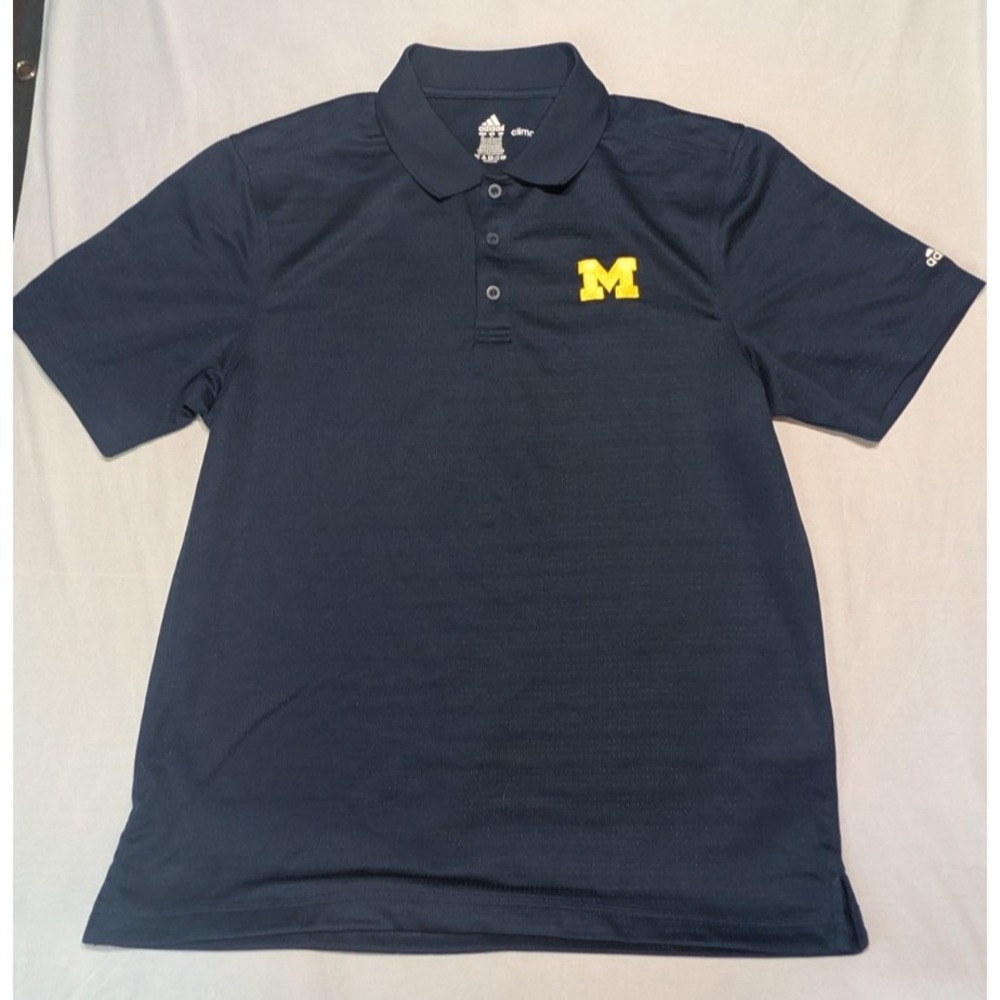 Adidas Mens Michigan Wolverines Climalite Polo Shirt Size M Navy Blue 1946A 13